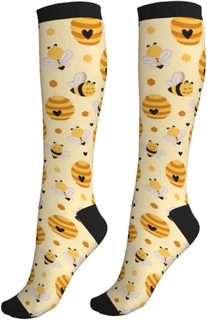 Figtihw Tie Dye Compression Socks Knee High Support Socks For Women Men Running Athletic Hiking - Image 1